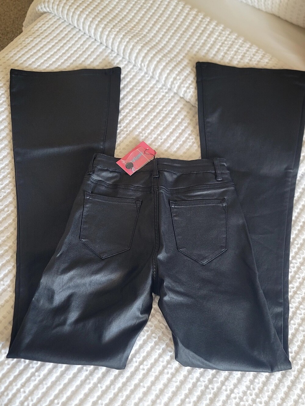 NWT Edikted Faux Leather Mid Rise Flare Pants